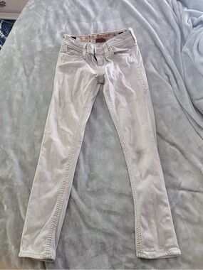 Rock Revival White Jeans with Orange Embroidered Logo